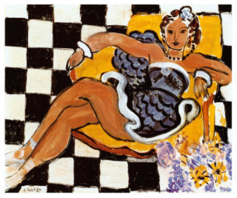Danseuse dans le fauteuil, sol en damier" de Henri Matisse
