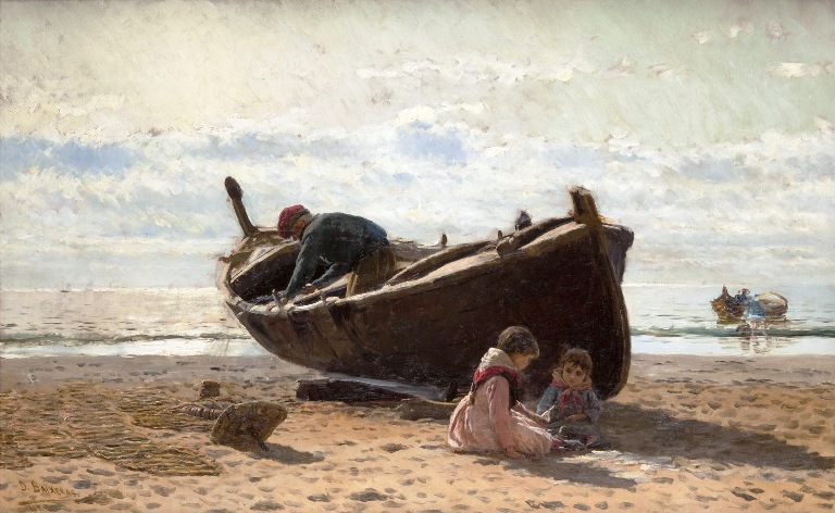 Dionis Baixeras_Barca Pescadors i nens_1885